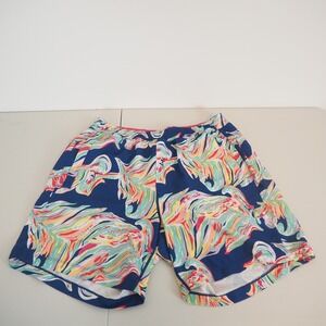 BirdDogs Classic Shorts L Blue Multi Floral Print Swim Trunks Athletic Gym